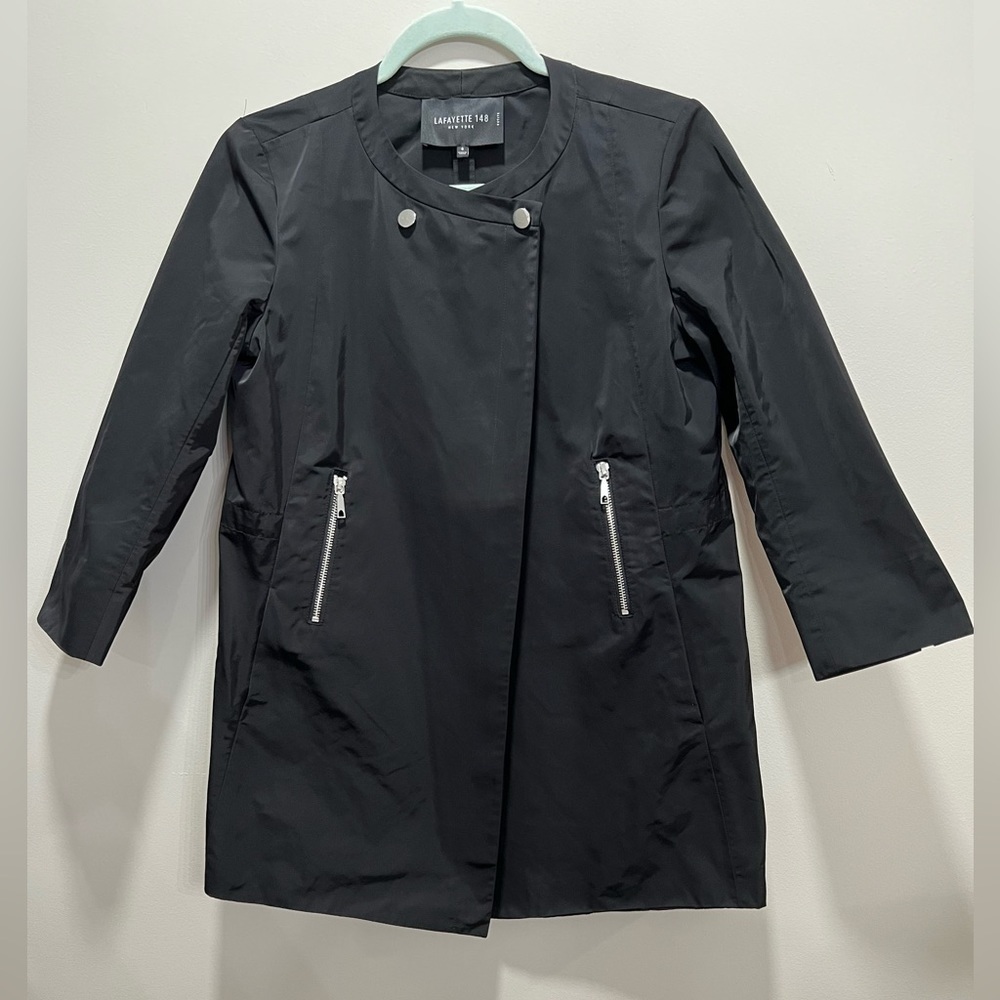 Lafayette 148 Black Swing Jacket Size 6 Petite Minimalist Modern Sleek